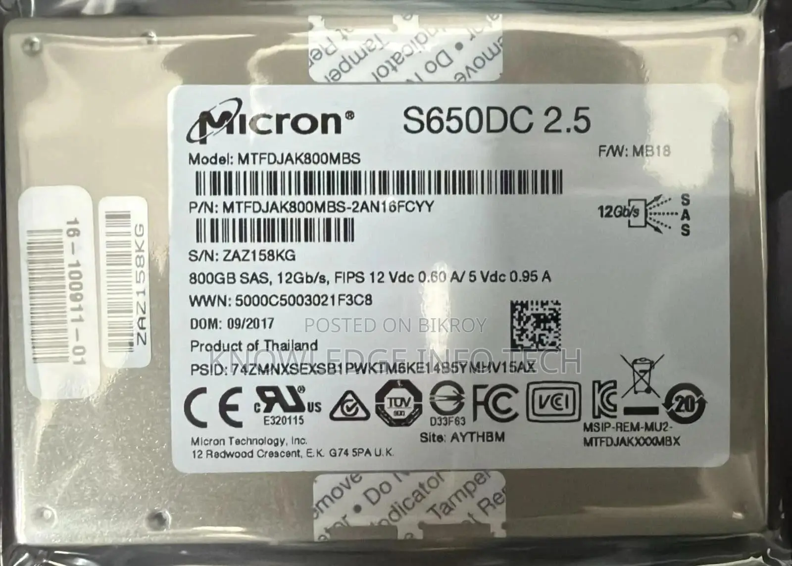 SSD 800gb Sas 12g Micron for Server