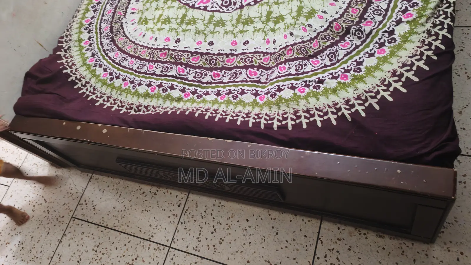 Urgent Sale: Solid MDF Semi-Double Bed (5'x7') – Used Condition