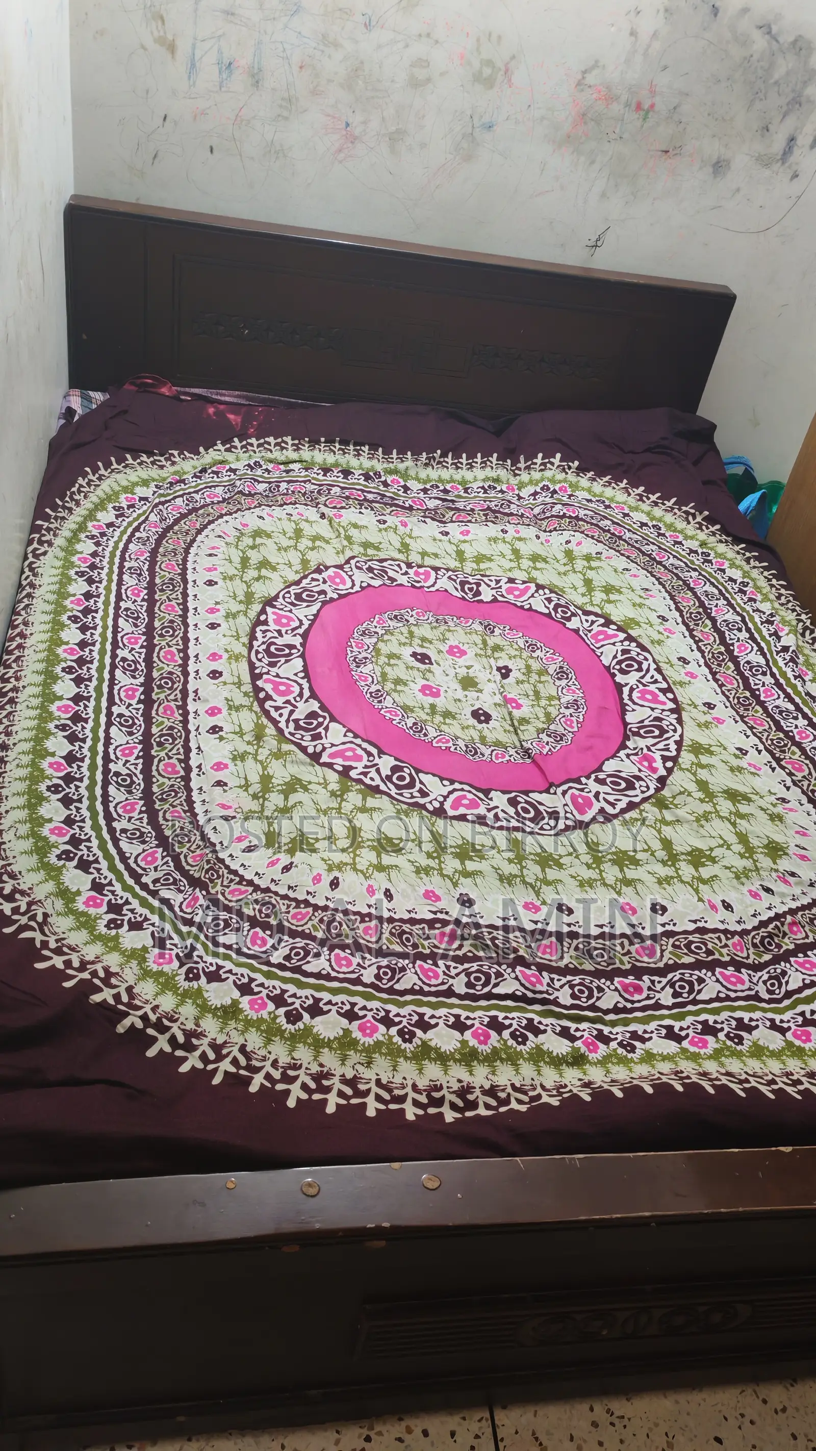 Urgent Sale: Solid MDF Semi-Double Bed (5'x7') – Used Condition