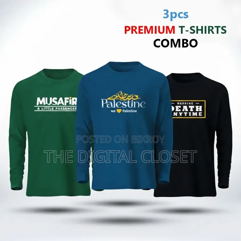 3 PCS Full Sleeve T-Shirt Combo