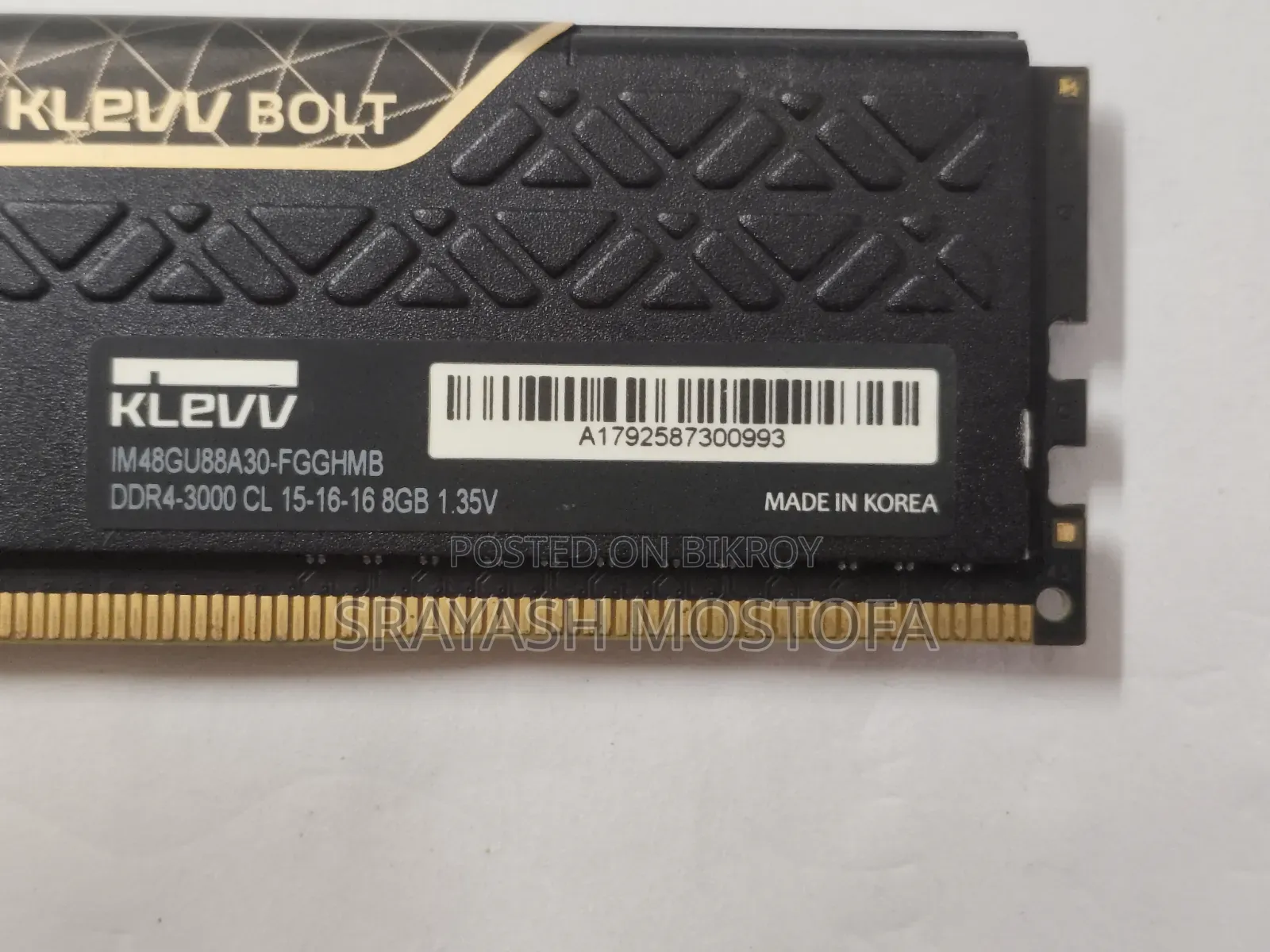 Klevv Bolt Dd4 8gb Desktop Ram 3000 MHZ