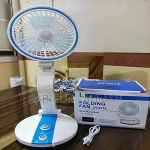 রিচার্জেবল ফোল্ডিং টেবিল ফ্যান উইথ এলইডি লাইট LR-2018