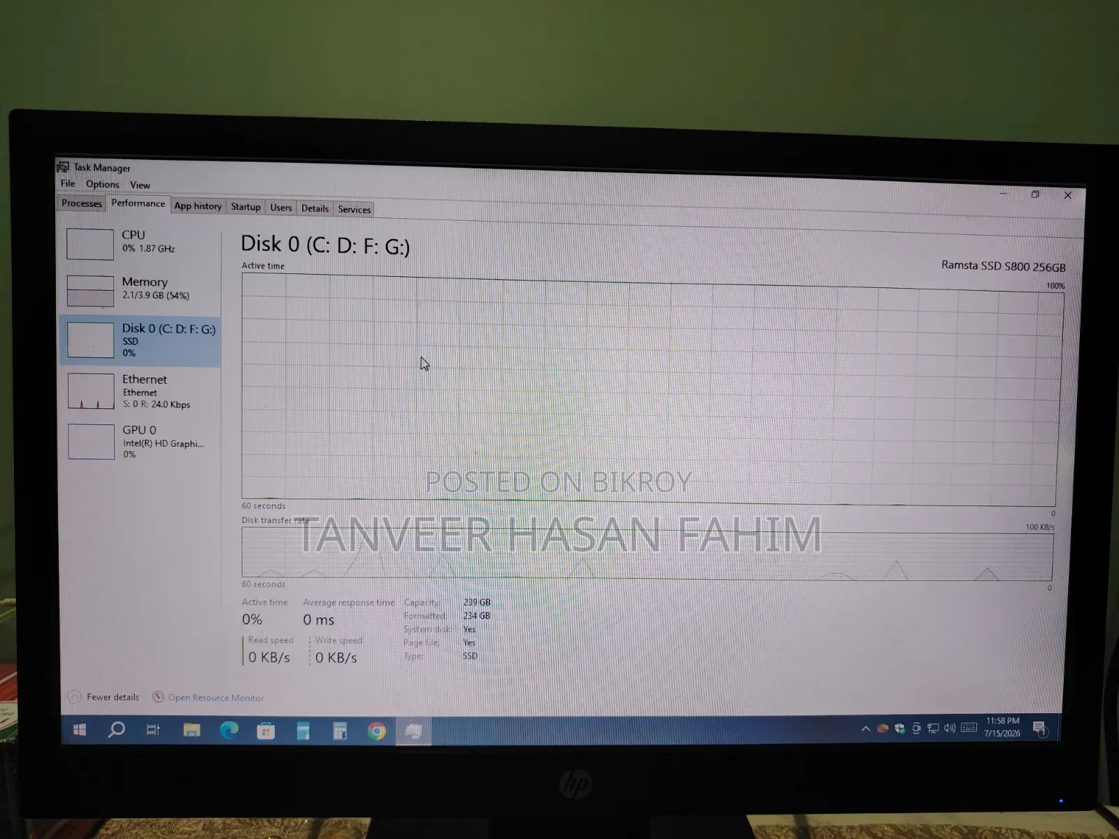 ডেস্কটপ কম্পিউটার এইচপি এলিটডেস্ক ৮০০ জি৪ ৪জিবি ইন্টেল কোর আই৭ এসএসডি ২৫৬জিবি