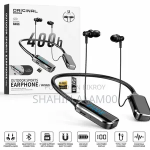 W980 Bluetooth Neckband Earphone With Extra Bass TF Card Support