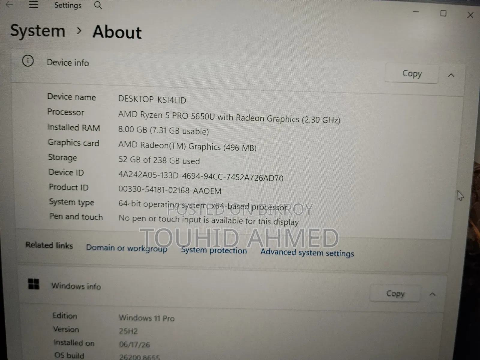 ল্যাপটপ HP Elitebook 840 G8 8gb Amd Ryzen 5 Hdd+ssd 256gb