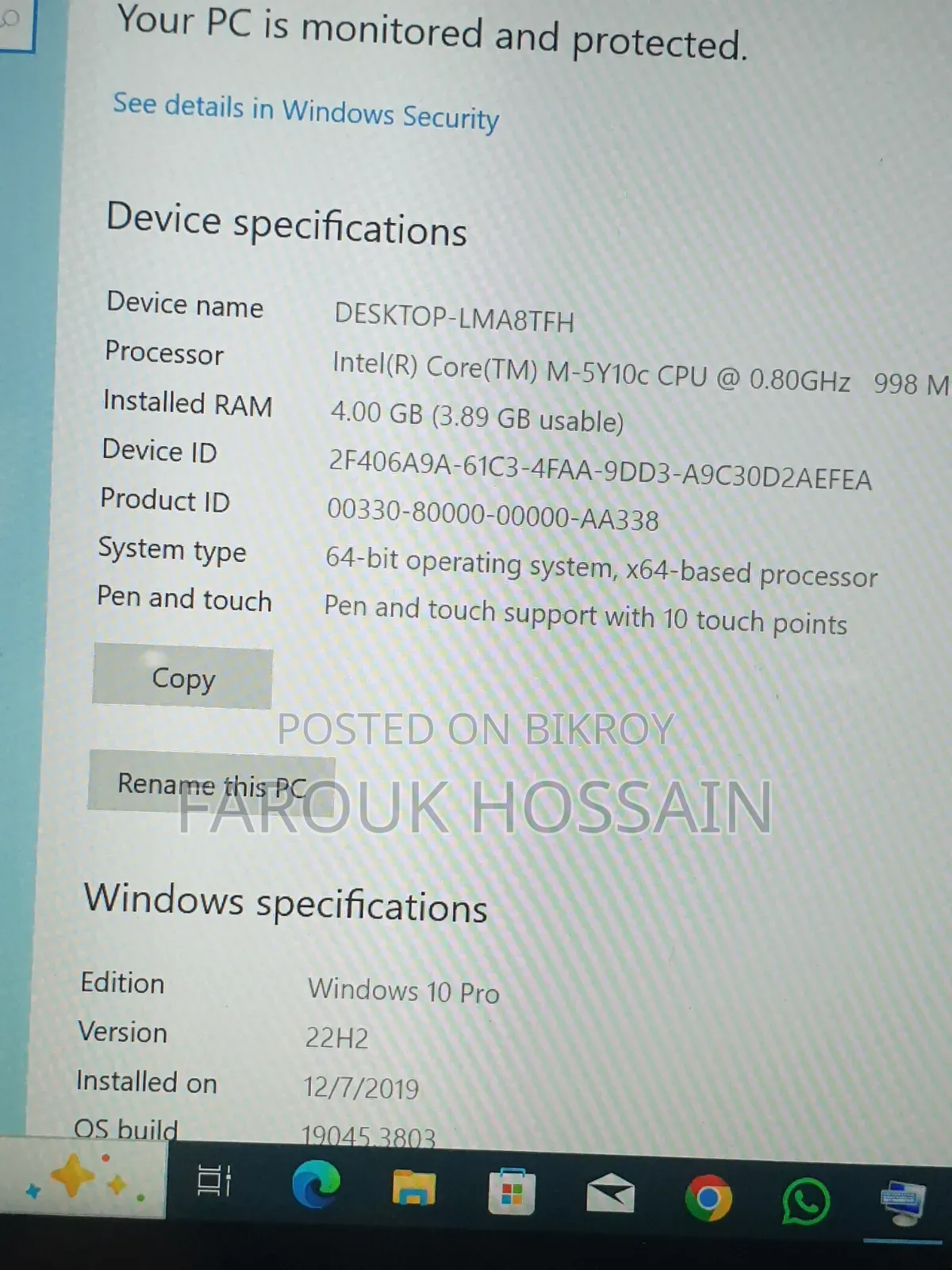 Laptop Dell 4gb SSD 128gb