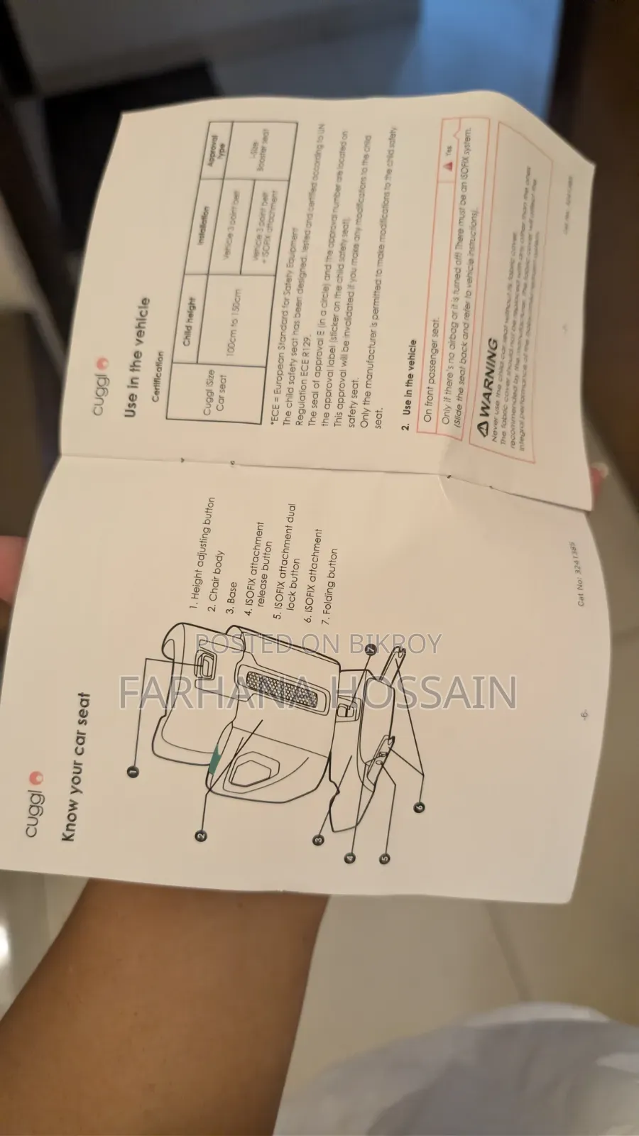 Baby Car Seat: Cuggl Isofix Foldable Car Seat
