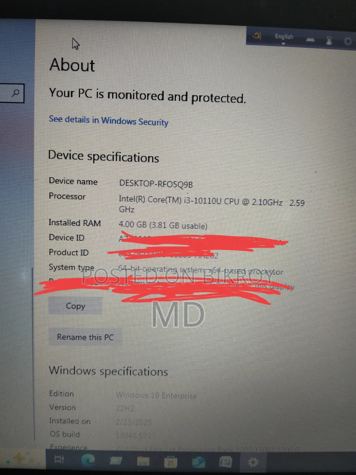 Laptop HP 4GB Intel Core I3 SSD 1T