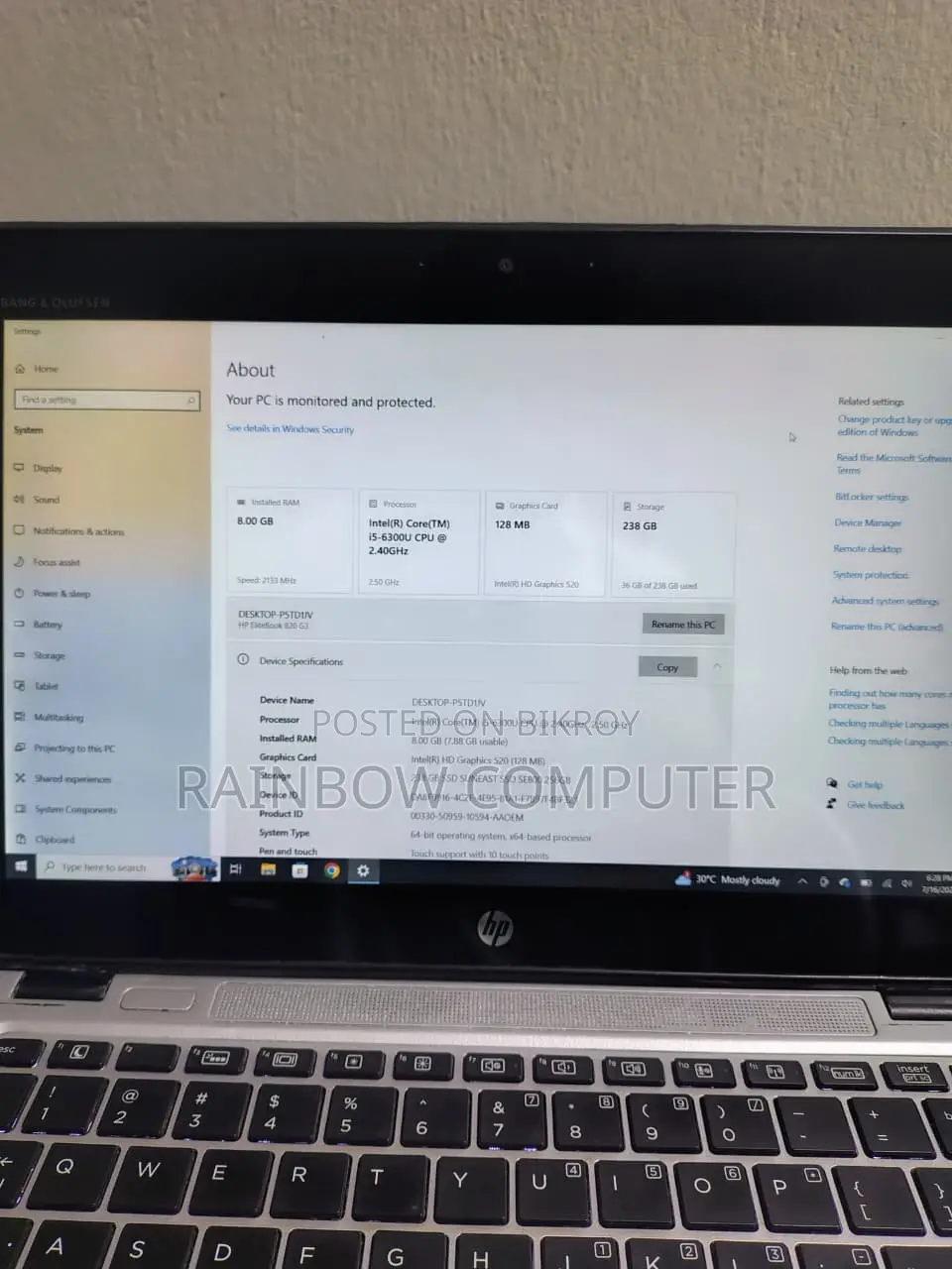 Desktop Computer HP 8GB Intel Core I5 HDD+SSD 256GB