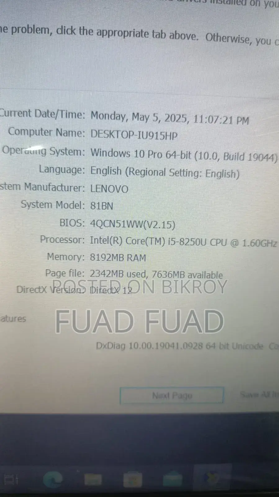 Laptop Lenovo IdeaPad 320S 8GB Intel Core I5 SSHD+SSD 256GB
