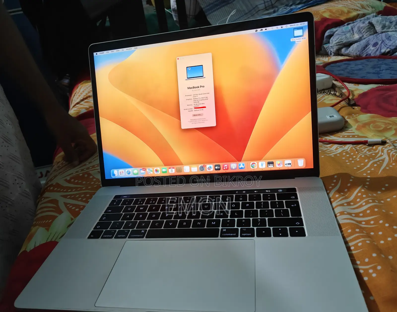 Laptop Apple MacBook Pro 2017 16GB Intel Core I7 SSD 512GB