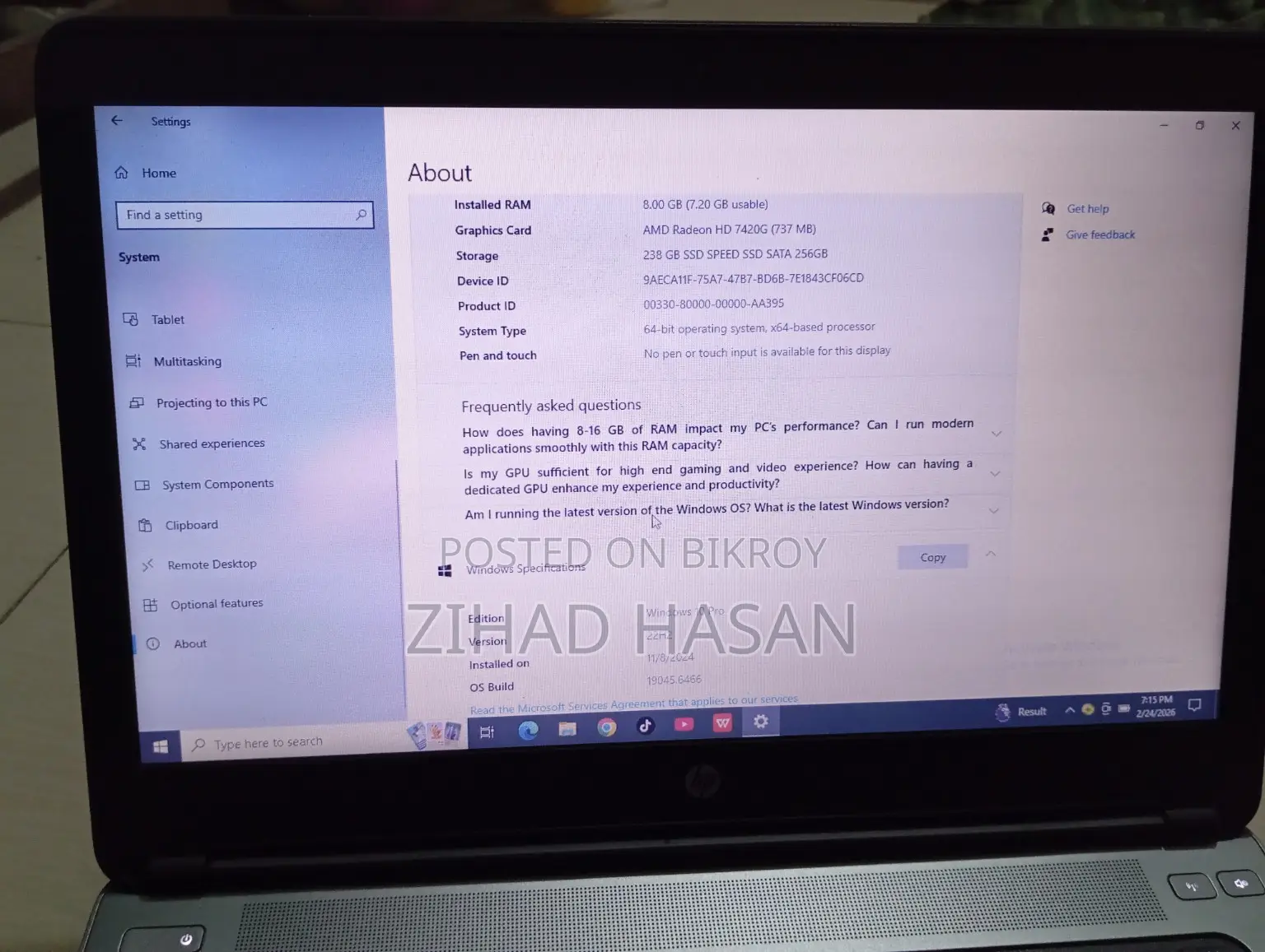 Laptop HP Probook 430 G1 8GB AMD A4 SSD 256GB