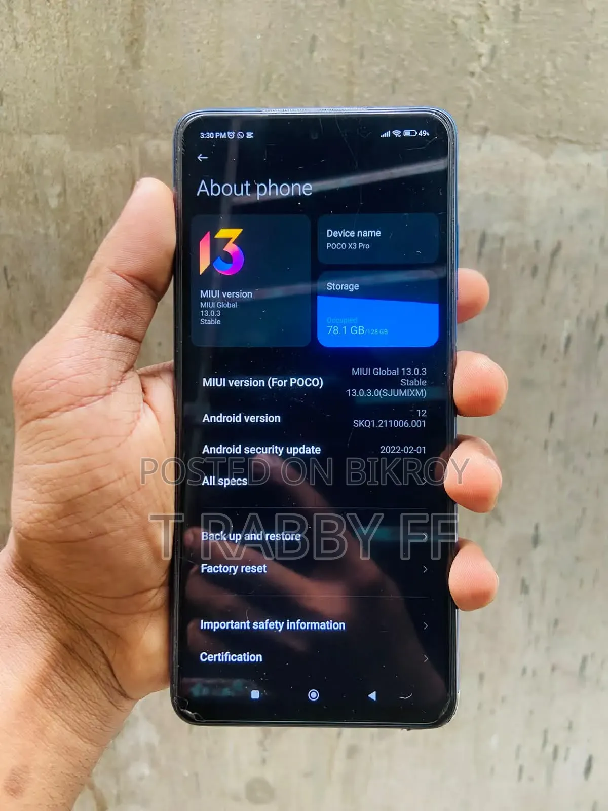 শাওমি পোকো এক্স৩ প্রো ১২৮ জিবি ব্লু