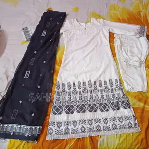 Ladies White Embroidered 3 Piece Dress