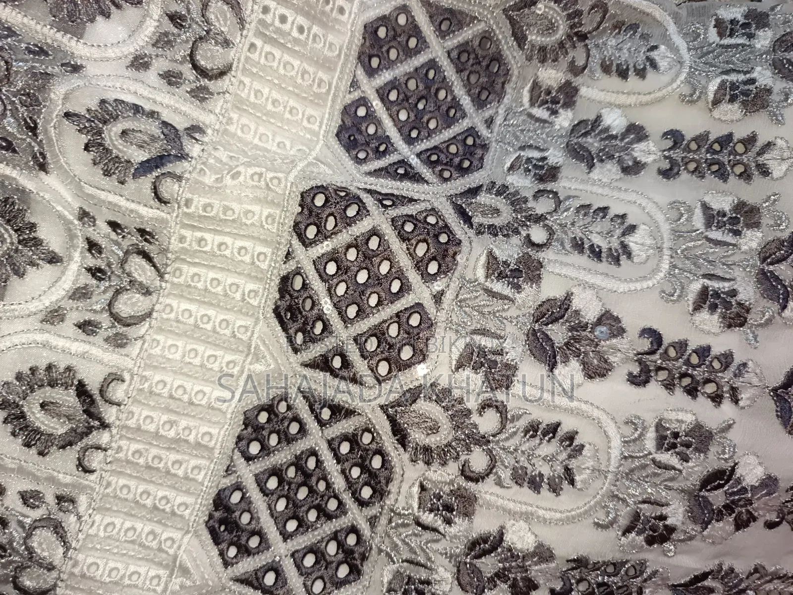 Ladies White Embroidered 3 Piece Dress