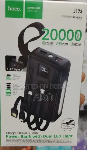 Hoco J173 Jingyao 22.5W + PD20W 20000mAh Power Bank With 4 Built-I