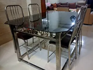 Steel Dining Table Set (5ft × 3.5ft) With 4 Chairs