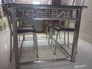 Steel Dining Table Set (5ft × 3.5ft) With 4 Chairs