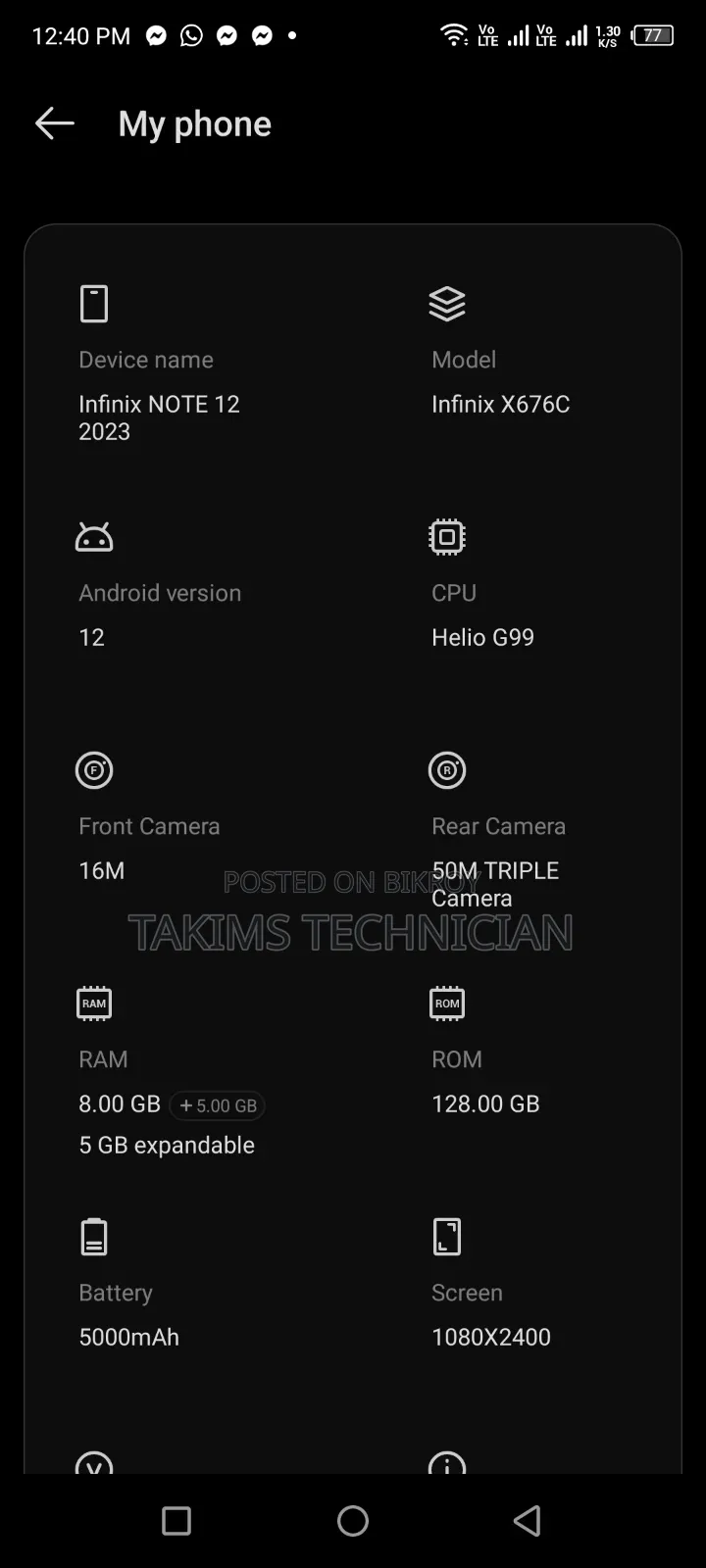 Infinix Note 12 (2023) 128 GB Blue