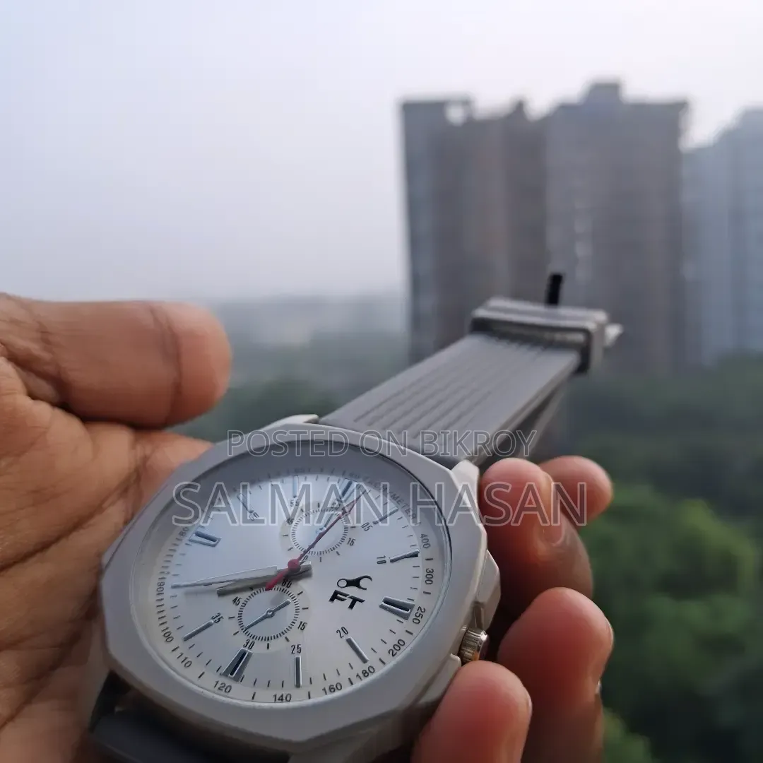 EF Premium Men's Analog Watch | White Dial | Grey Silicone Strap