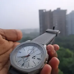 EF Premium Men's Analog Watch | White Dial | Grey Silicone Strap