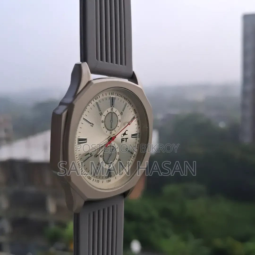 EF Premium Men's Analog Watch | White Dial | Grey Silicone Strap