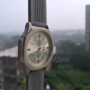 EF Premium Men's Analog Watch | White Dial | Grey Silicone Strap