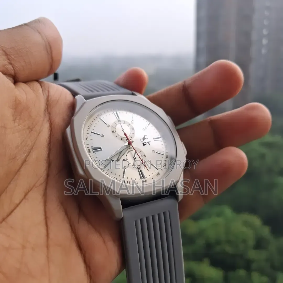 EF Premium Men's Analog Watch | White Dial | Grey Silicone Strap