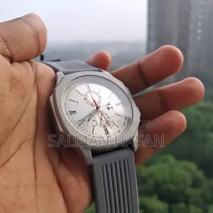 EF Premium Men's Analog Watch | White Dial | Grey Silicone Strap