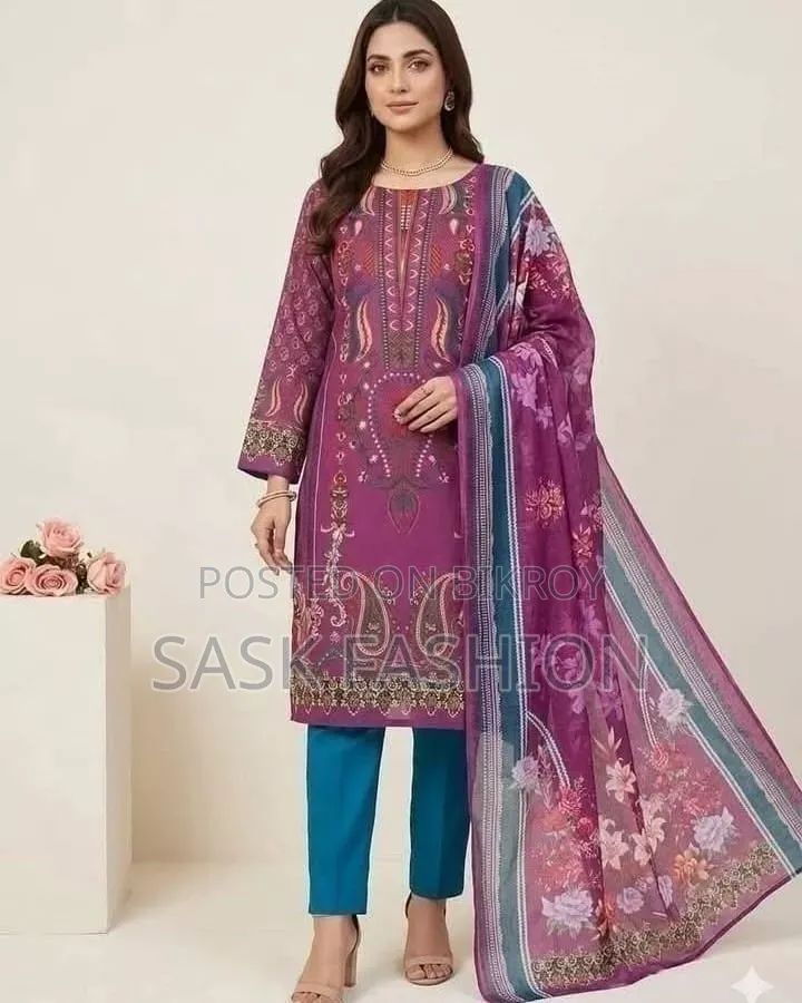 Cotton Unstitched Three-Piece and Chiffon Georgette Dupatta.
