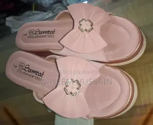 New Samrat Brand Ladies Wedge Sandals-Pink-Floral Design.