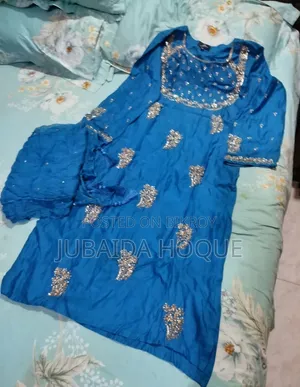 Blue Embroidered Festival Kurta Dupatta Set