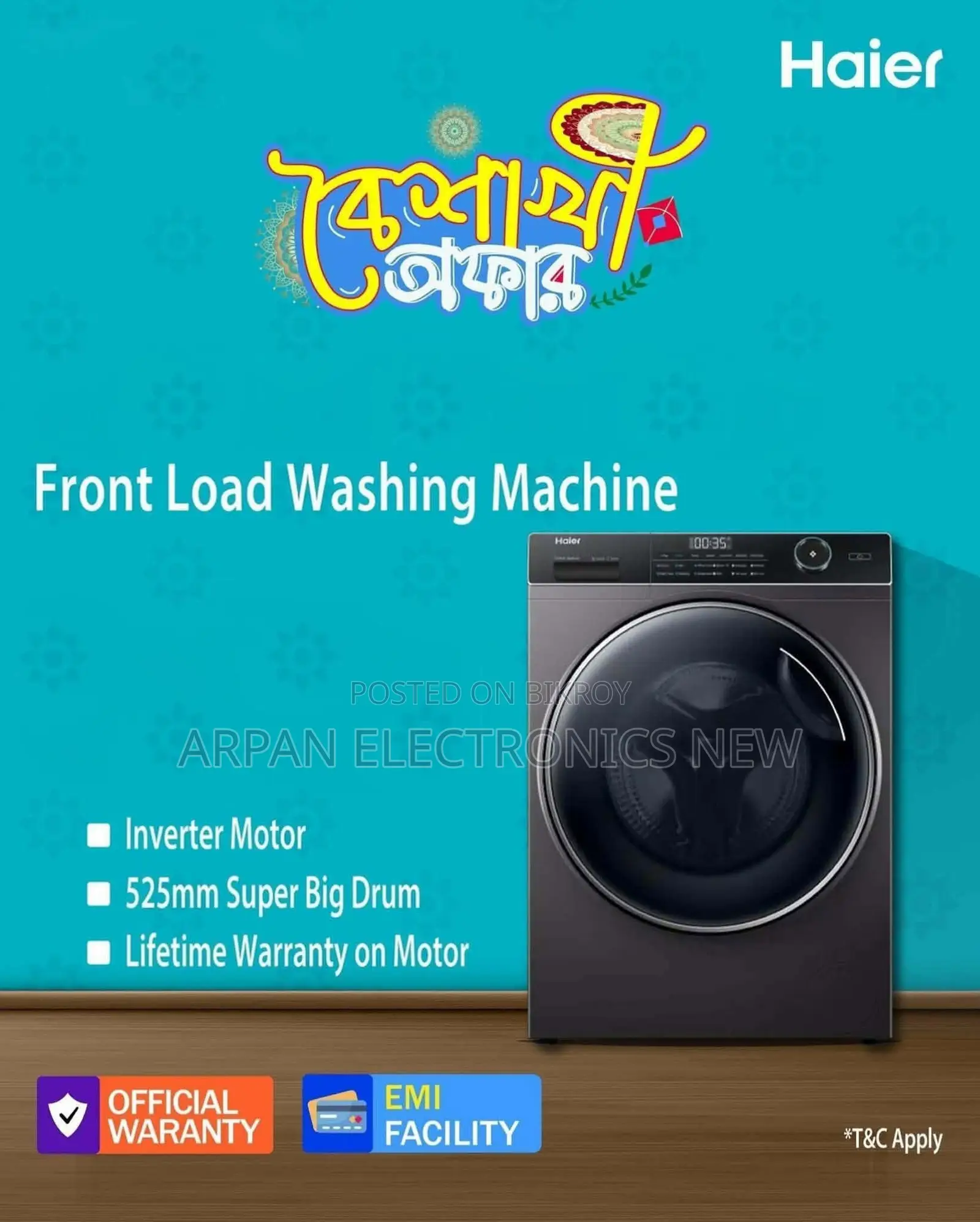 ১০০% অথেনটিক Haier Inverter TEN/10 KG Front Load Washing Machine