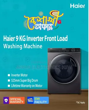 100% Authentic Haier Inverter 9 KG Front Load Washing Machine