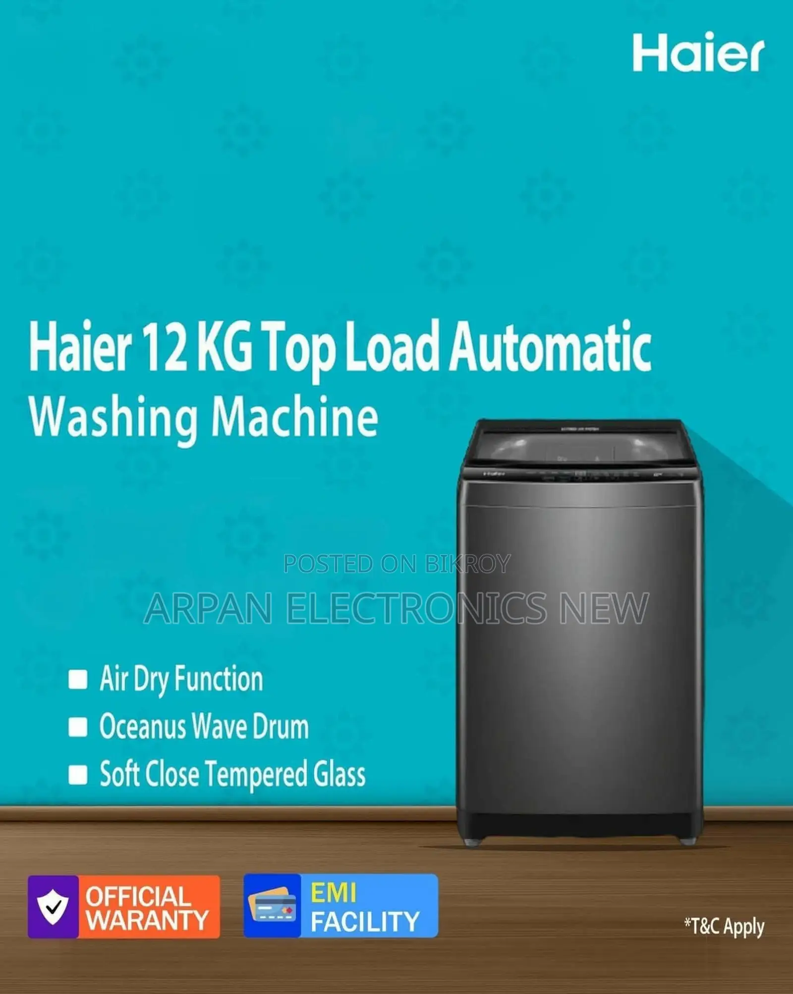 Haier (১২ কেজি) টপ লোডিং ওয়াশিং মেশিন অফিশিয়াল ওয়ারেন্টি!