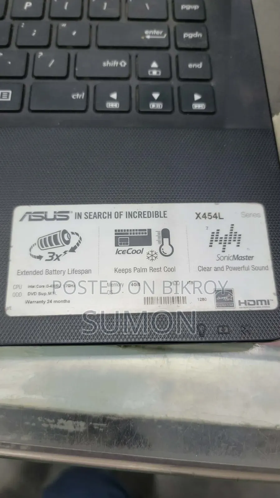 Laptop Asus 4GB Intel Core i3 SSD 1T