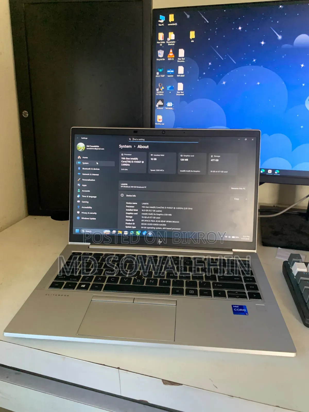 ল্যাপটপ HP EliteBook 840 G8 16GB Intel Core I5 SSD 512GB