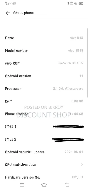 Vivo V15 128 GB Blue