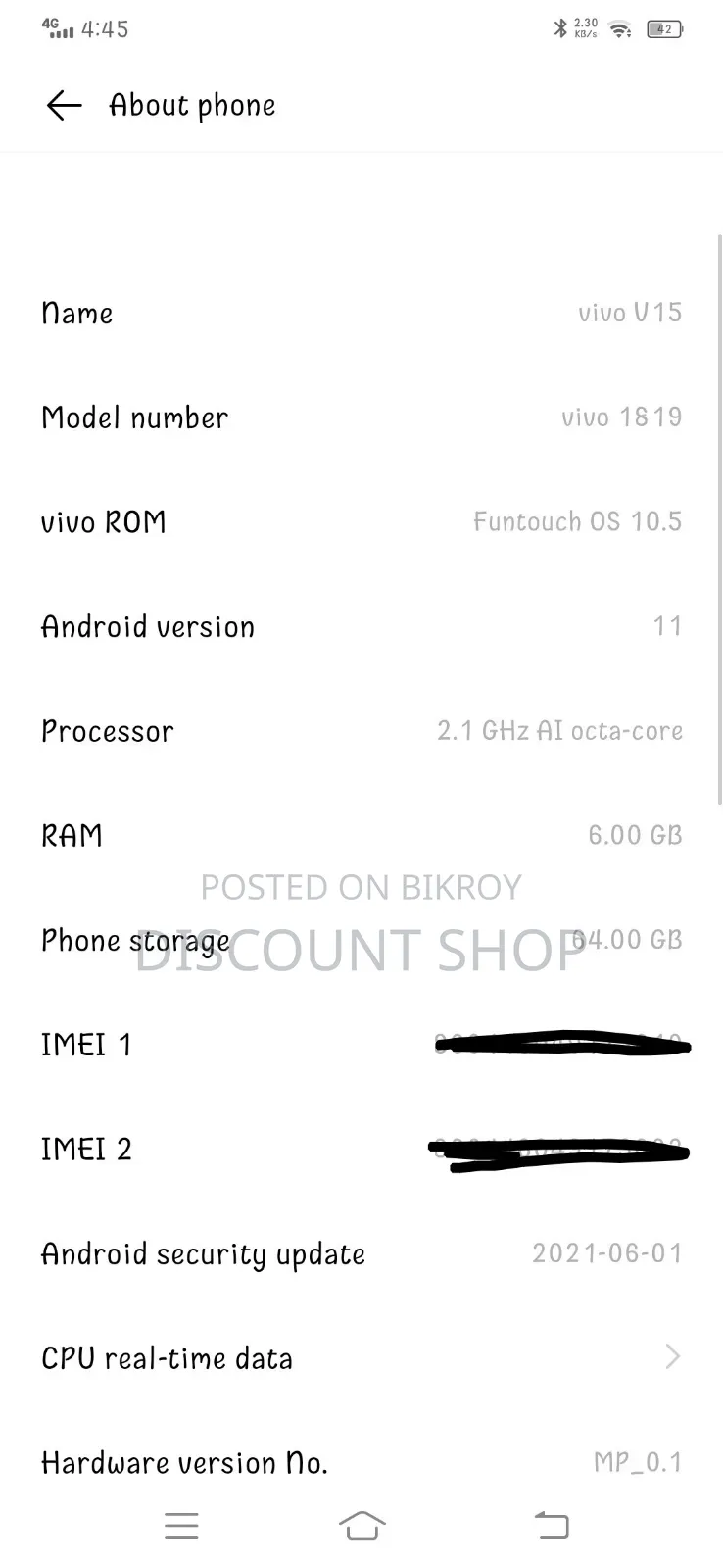 Vivo V15 128 GB Blue