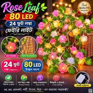 Rose Fairy Lights with Leaves, Rose Leaf Flower Fairy Lights - For Home Decor