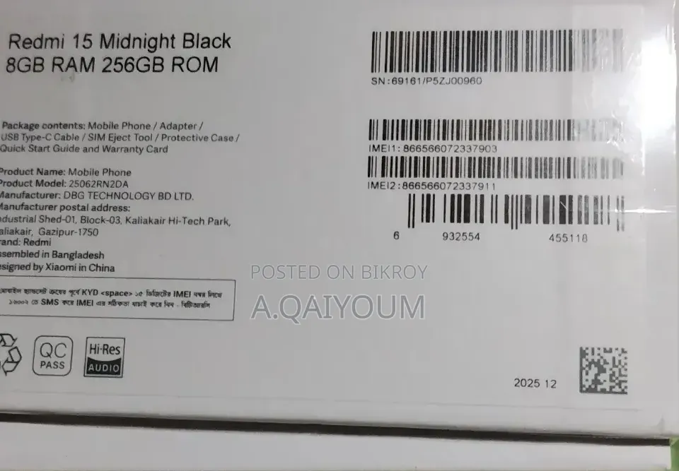 Xiaomi Redmi 15 256 GB Black