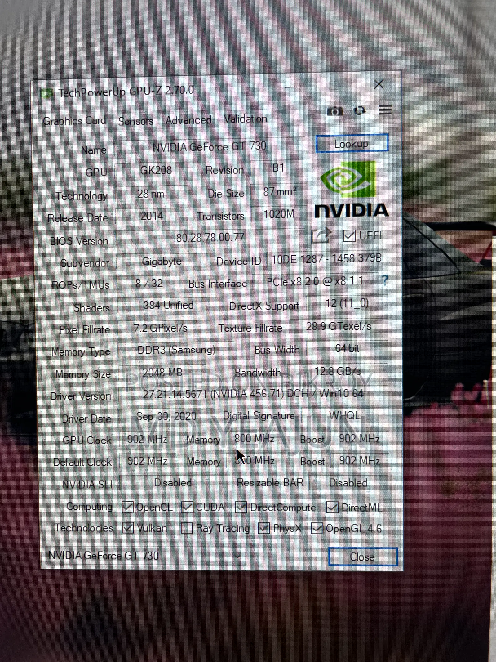 Used GT 730 2GB Graphics Card