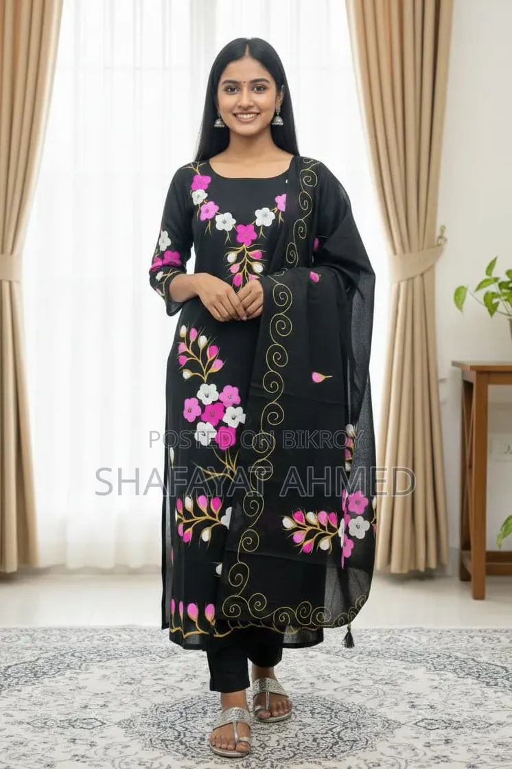Black Print Three Piece