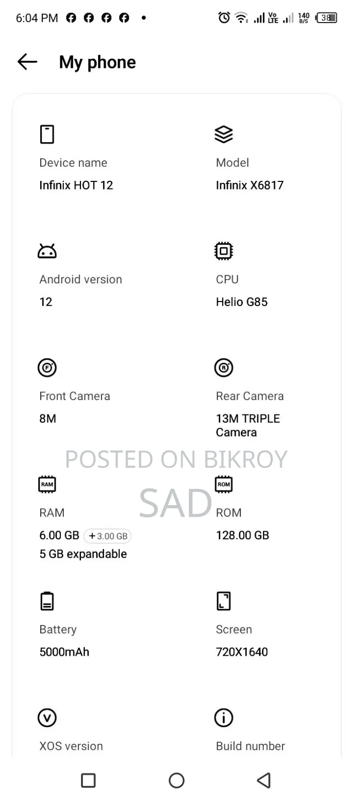 Infinix Hot 12 128 GB Green