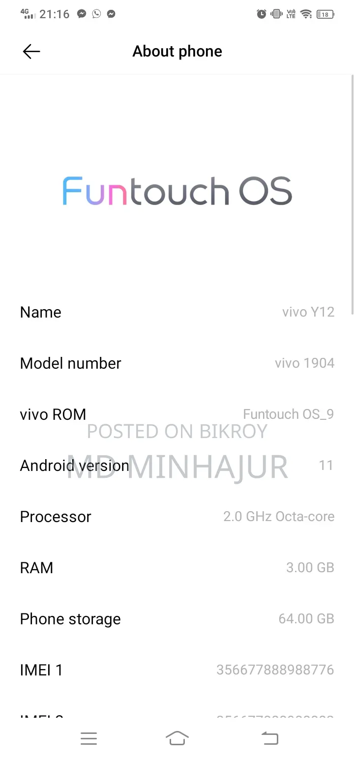 Vivo Y12 64 GB Rose Gold