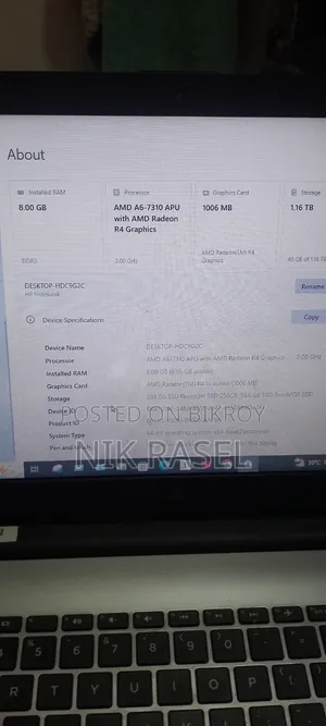 HP Laptop 8GB AMD A6 256GB SSD