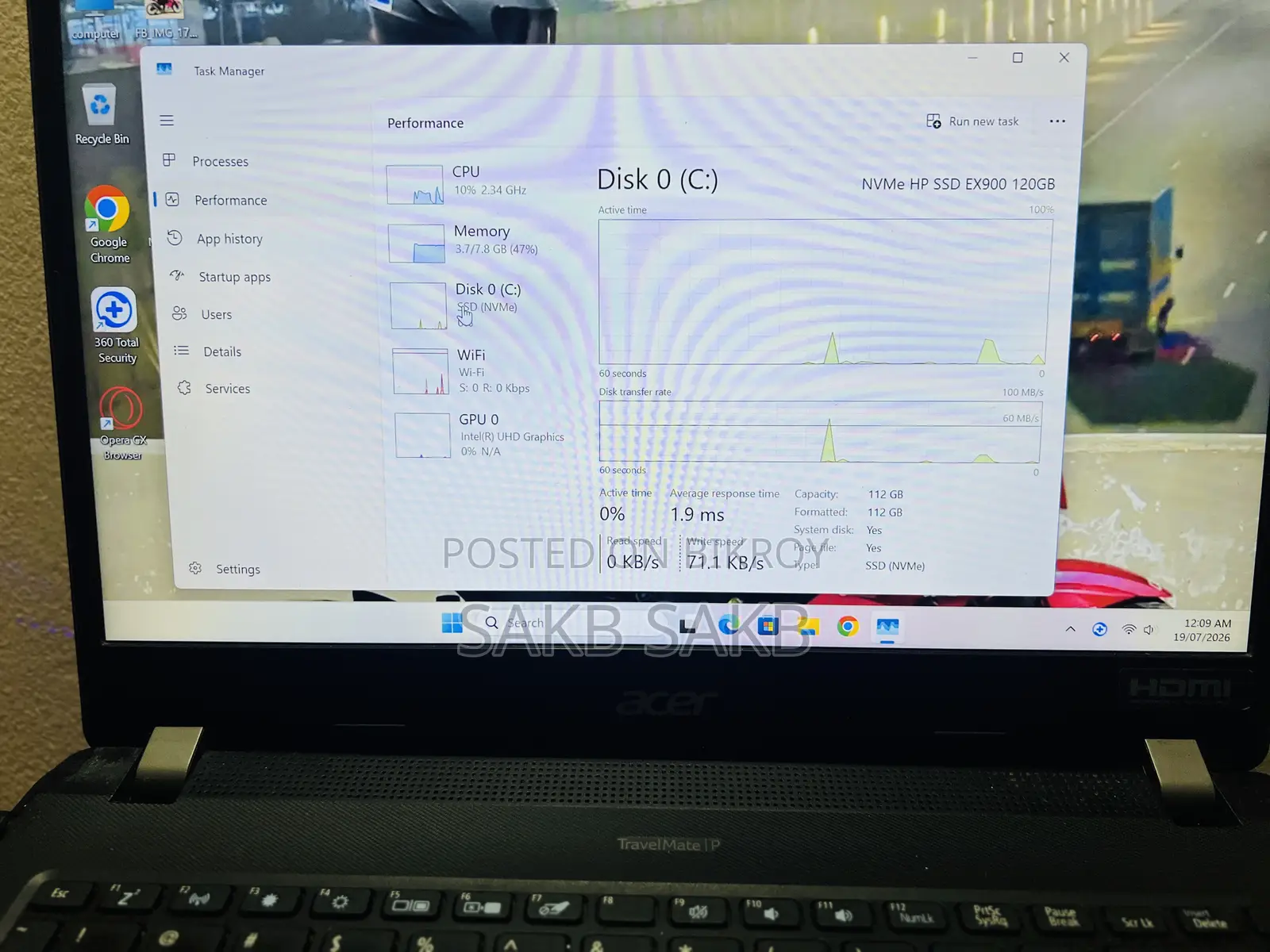 ল্যাপটপ Acer ৮জিবি ইন্টেল কোর i3 এইচডডি+এসএসডি ১২৮জিবি