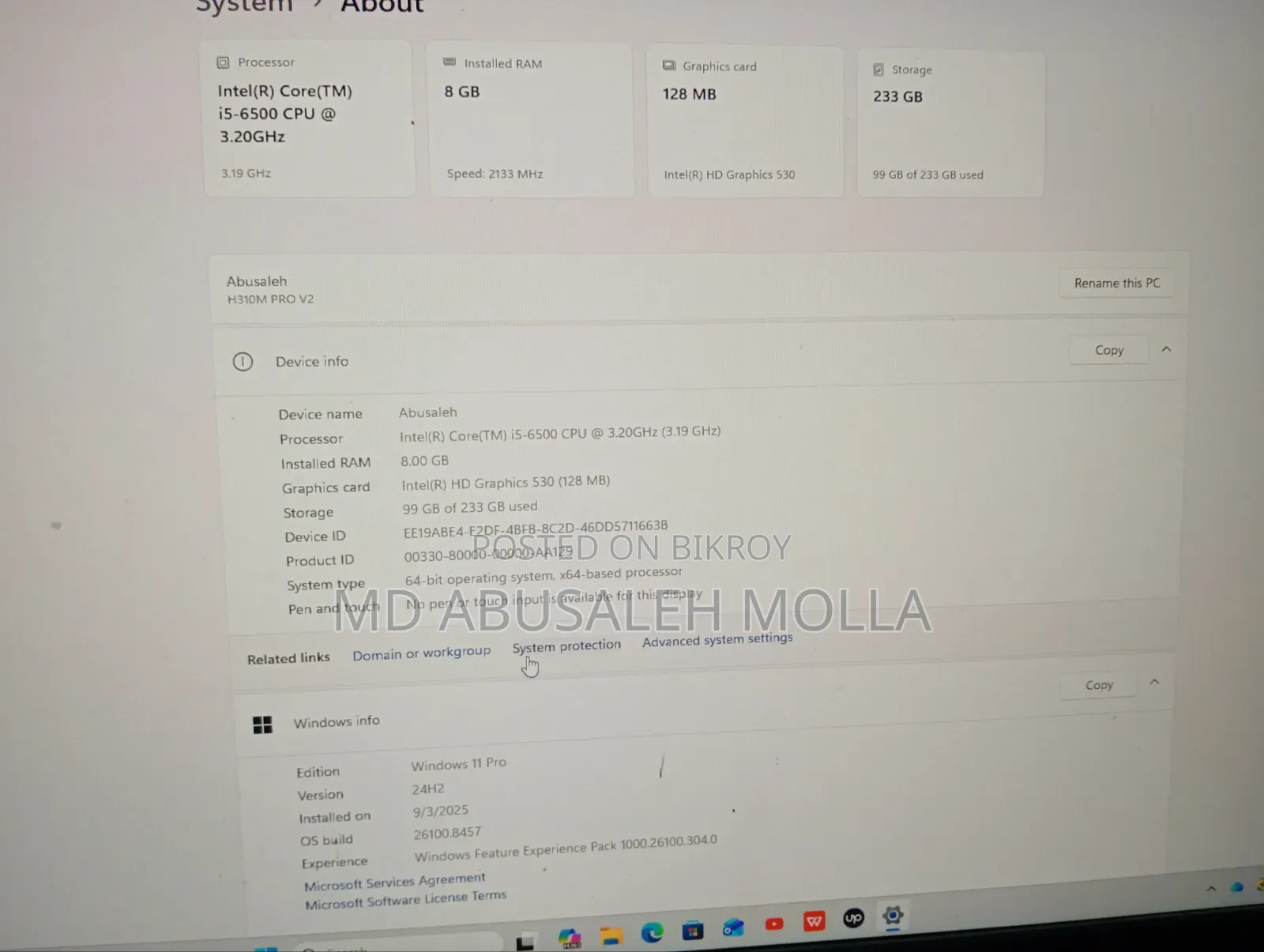Desktop Computer 8GB Intel Core I5 HDD+SSD 256GB