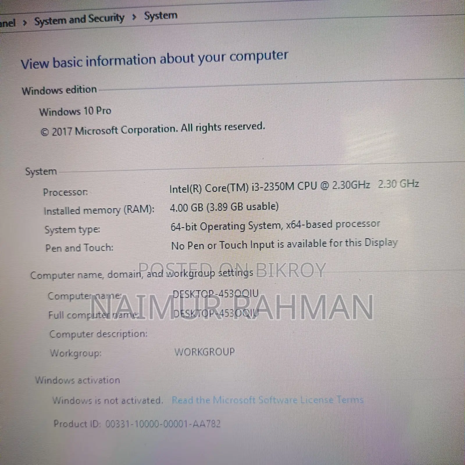 Laptop Toshiba Satellite C850 4GB Intel Core I3 SSD 320GB
