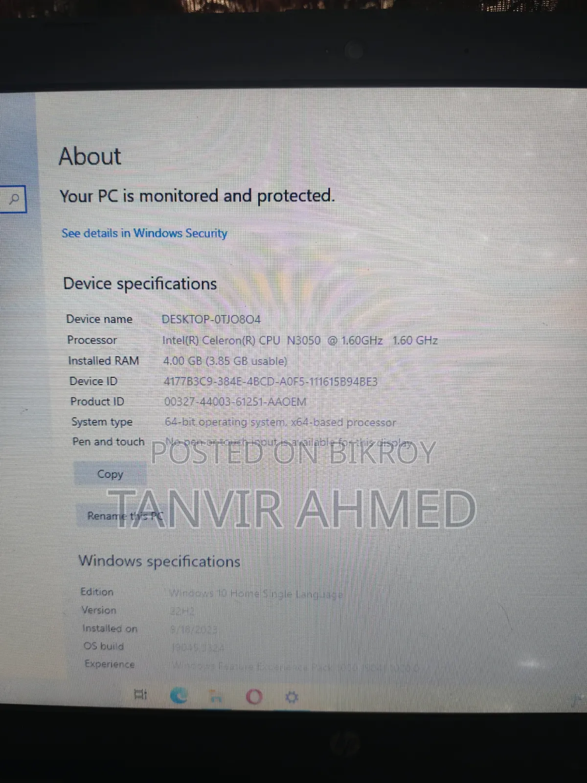 Laptop HP 15 4GB Intel Celeron HDD 128GB